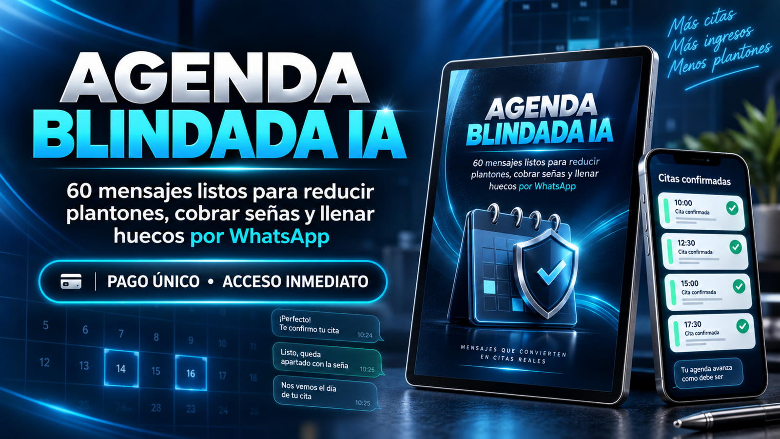 Agenda Blindada IA en tablet y celular